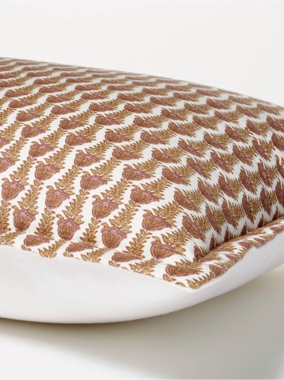 Oblong Wood Block Floral Decorative Throw Pillow Camel/Mauve Threshold Studio - Picture 3 of 6